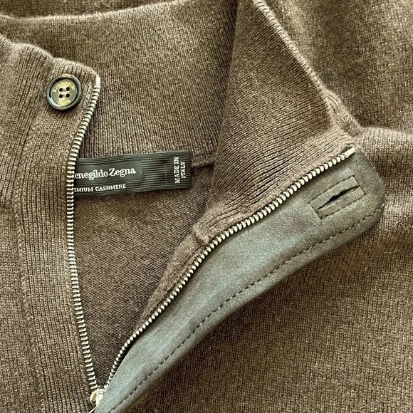 ERMENEGILDO ZEGNA  Cashmere Half-Zip Mock-Neck Sweater quiet luxury prep… - Picture 8 of 11